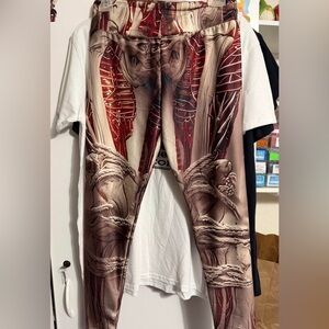 Anatomical Print Leggings - Red and Brown